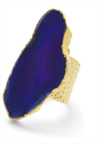 ULTRA MEGA INDIGO GEMSTONE GOLD ADJUSTABLE STATEMENT RING