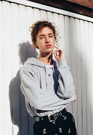 UNISEX HOODIE IN GREY WITH MINI BEE EMBROIDERY