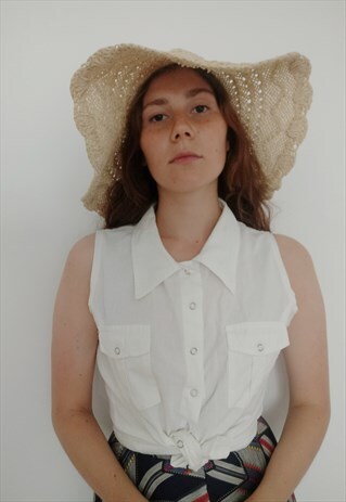 90S SUMMER FESTIVAL HOLIDAYS WHITE SHIRT VINTAGE TIE UP TOP