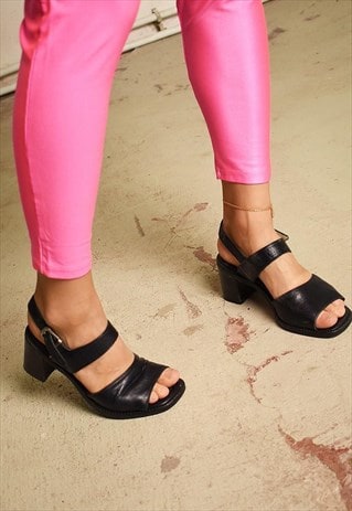 90'S RETRO REAL LEATHER PARTY MID-HEELED SHOES