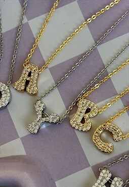 Letter D - gold bubble letter personalised necklace