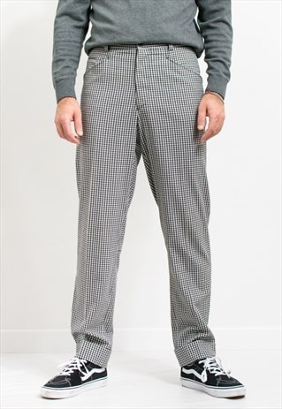 Mexx vintage plaid pants formal trousers in black white