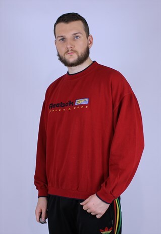 REEBOK VINTAGE RARE SWEATSHIRT RED BIG LOGO