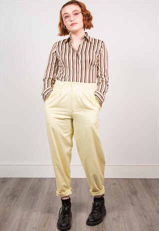 VINTAGE 90'S PASTEL YELLOW TAPERED TROUSERS