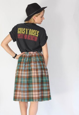 VINTAGE 70'S TARTAN WOOL MIDI SKIRT