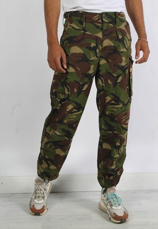 VINTAGE CAMO UTILITY MILITARY TROUSERS GREEN