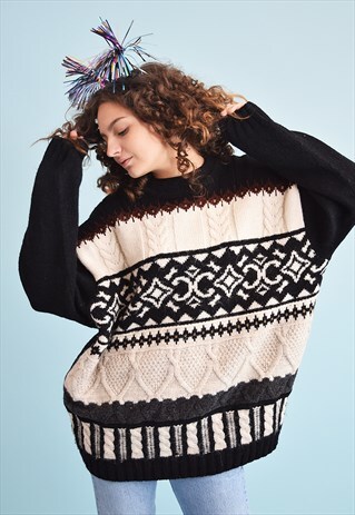 90'S RETRO JAZZY OVERSIZED KNIT DADS CHRISTMAS JUMPER