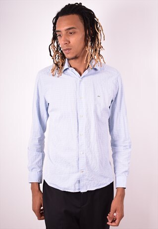 LACOSTE MENS VINTAGE SHIRT MEDIUM BLUE 90S