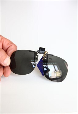 Vintage OPTICONS Black clip for eyewear, Dark Green Lenses.