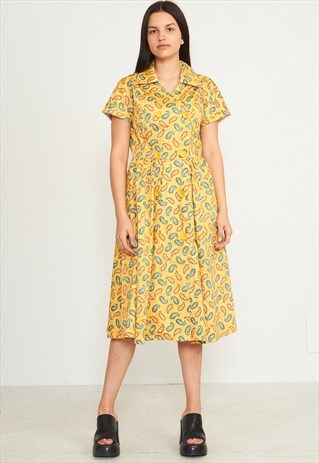 VINTAGE YELLOW BETTIE PAGE MIDI DRESS