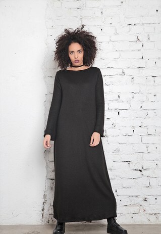 MAXI BLACK DRESS / BLACK OVERSIZE DRESS