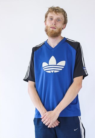 VINTAGE MENS ADIDAS ORIGINALS BIG LOGO JERSEY SHIRT