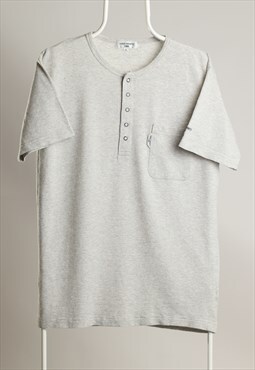 Vintage Kansai Yamamoto 1/3 Clip buttons Script T-shirt Grey