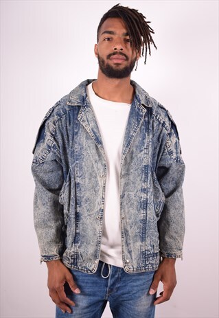 MENS VINTAGE DENIM JACKET LARGE BLUE 90S
