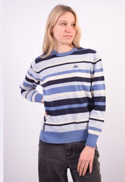 Vintage Kappa Jumper Sweater Stripes Blue