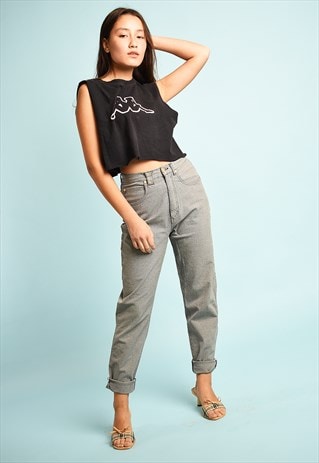VINTAGE 90S RETRO HIGH WAIST TROUSERS IN GREY