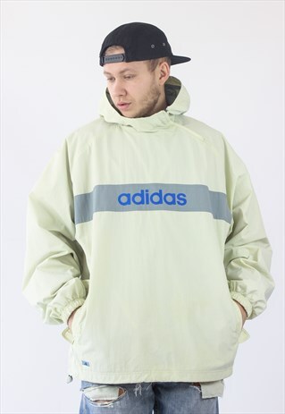 VINTAGE MENS ADIDAS BIG LOGO ANORAK HALF ZIP JACKET