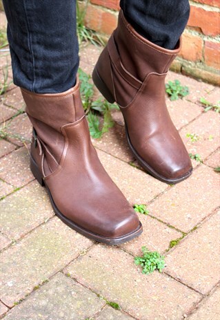 RARE LEVI'S USA MOTORCYCLE LEATHER ANKLE BOOTS SHOES UK 9.5