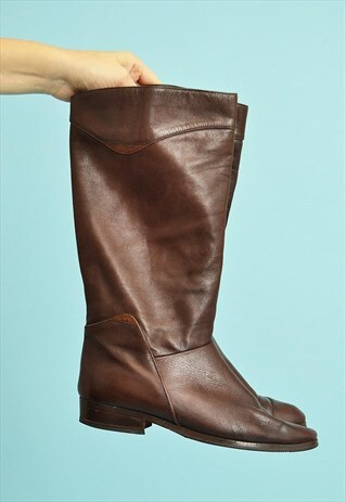 VINTAGE 70'S RETRO MOD STYLE REAL LEATHER BOOTS