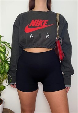 Reworked Nike Air Grey Cropped Sweatshirt