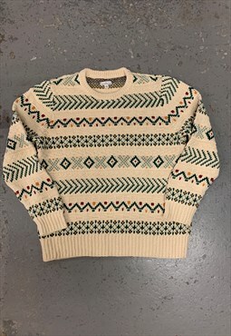 Vintage Abstract Knitted Jumper Funky Patterned Grandad Knit