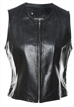 Vintage Wilson Zip-Front Leather 1990s Waistcoat - S