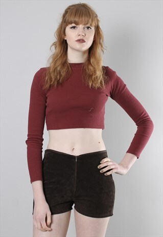VINTAGE 90S BROWN SUEDE HOT PANT SHORTS
