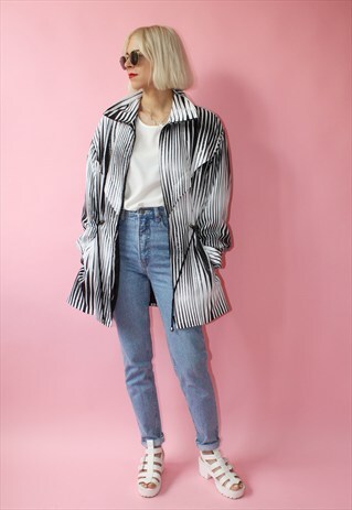 VINTAGE 90'S ZEBRA PRINT BLACK AND WHITE JACKET