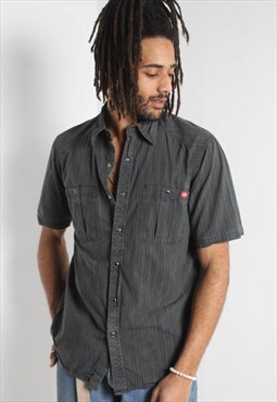 Vintage Dickies Press Stud Shirt Short Sleeve - Grey