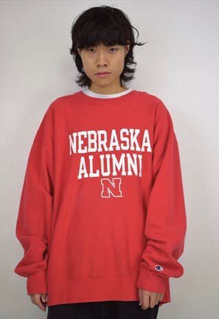 VINTAGE 90S CHAMPION RED 'NEBRASKA ALUMNI' SWEATSHIRT