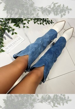 Cowboy boots Denim western cowgirl boots