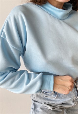 BABY BLUE SLOUCHY ATHLEISURE BASICS SWEATSHIRT JUMPER