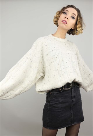 VINTAGE 80S 90S OVERSIZED PATTERNED KNIT JUMPER