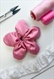 PINK SATIN OVERSIZE FLOWER SCRUNCHIE