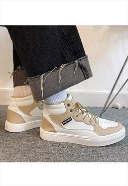 High tops sneakers cream toe contrast trainers in white