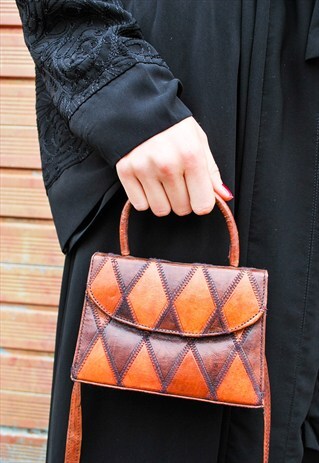 VINTAGE 70S REAL LEATHER CROSS BODY BAG
