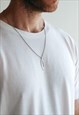 WISHBONE CHAIN NECKLACE FOR MEN SILVER LUCKY PENDANT FOR HIM