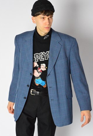 VINTAGE 90S BLUE CHECK BLAZER