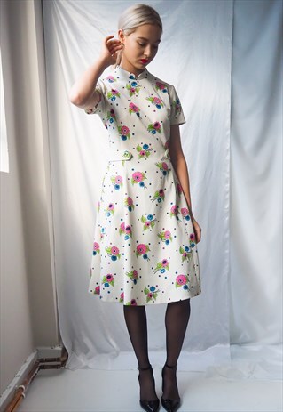 VINTAGE REVIVAL 1960'S FLORAL MIDI DRESS