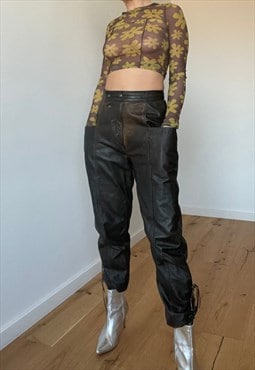 Vintage Rock Star Brown Leather Trousers