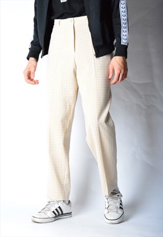 VINTAGE 90S UNISEX BEIGE CHECK PANTS