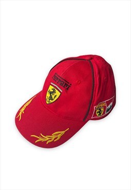 Vintage Ferrari cap red yellow colourway festival racing hat