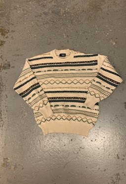 Vintage Abstract Knitted Jumper 3D Patterned Chunky Sweater