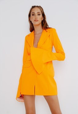 Hot orange blazer dress