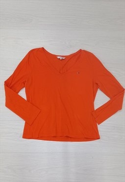 00's Vintage Tommy Hilfiger Top Orange Long Sleeve 