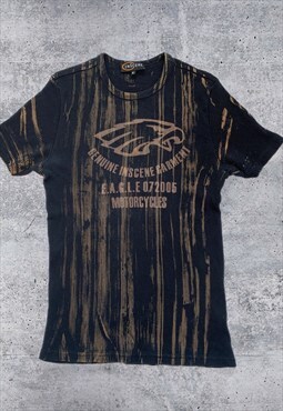 Vintage Y2K 00's Black Tie Dye Rave Crew Neck T-Shirt