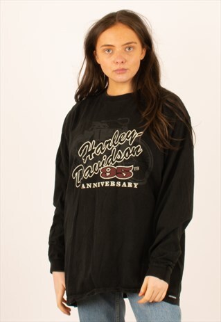 VINTAGE 90S BLACK HARLEY DAVIDSON LONG SLEEVE T-SHIRT