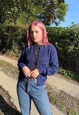 Vintage Chunky Cable Knit Navy Cardigan