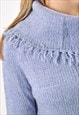 VINTAGE KNITWEAR TURTLE NECK JUMPER IN BLUE