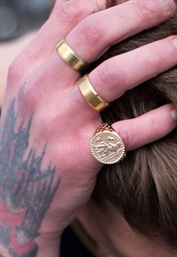 54 Floral Essential 10mm Band Signet Ring - Gold